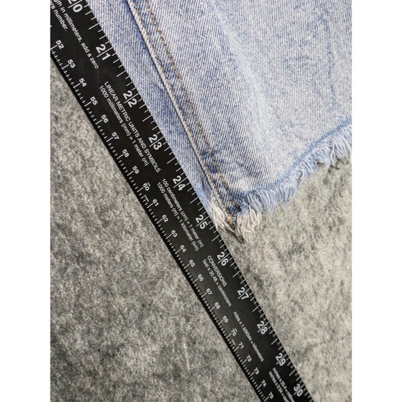 Distressed Ripped Straight Leg Jeans Women's Size 5 Grunge Raw Hem Light Wash - Picture 5 of 9